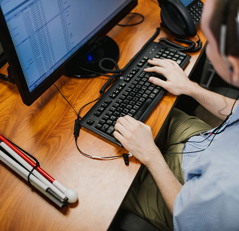 Person on keyboard Person on keyboard