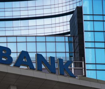 Bank building in a financial district