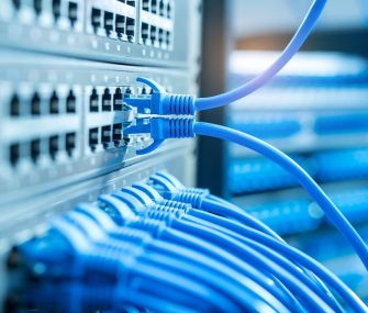 network cables and hub in data room